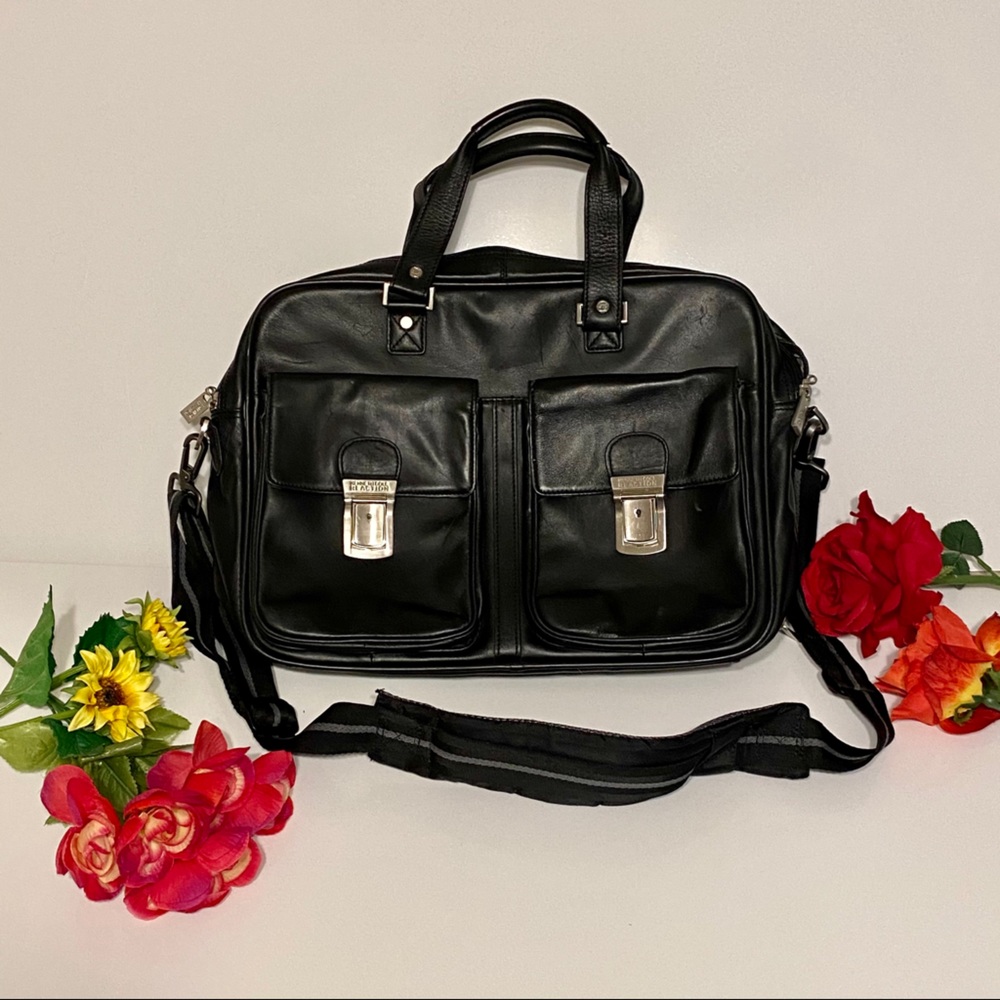 Kenneth Cole Reaction Black Leather Briefcase